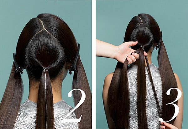 How to Add Flair to Holiday Hair with Awapuhi Wild Ginger Steps 2 and 3 of 10. Create a ponytail in the middle.