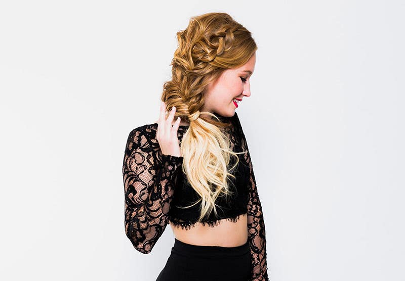 Messy Side Braid Prom Look by Rochelle Randall