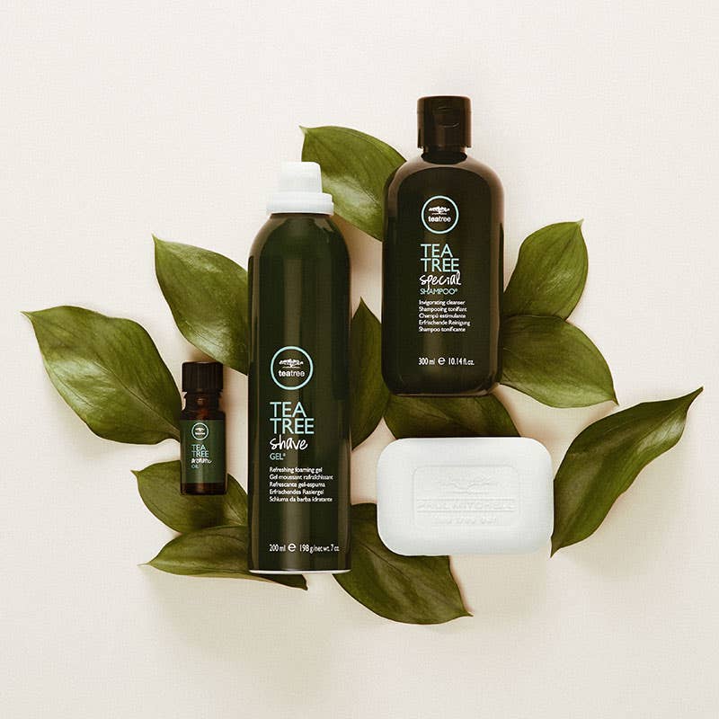 image of Tea Tree Products with leaves