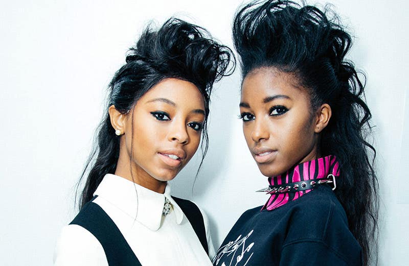 Wolk Morais Collection 6 Fashion Show Pompadour Hairstyles. Two female models with pompadours.