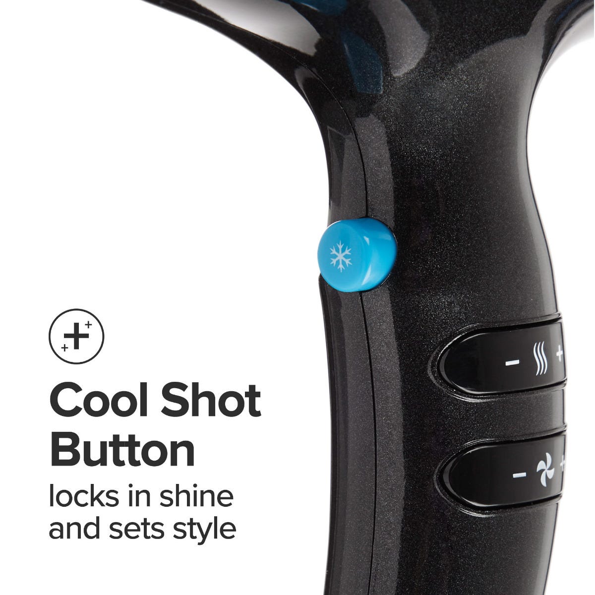 Cool shot button locks in shine and sets style