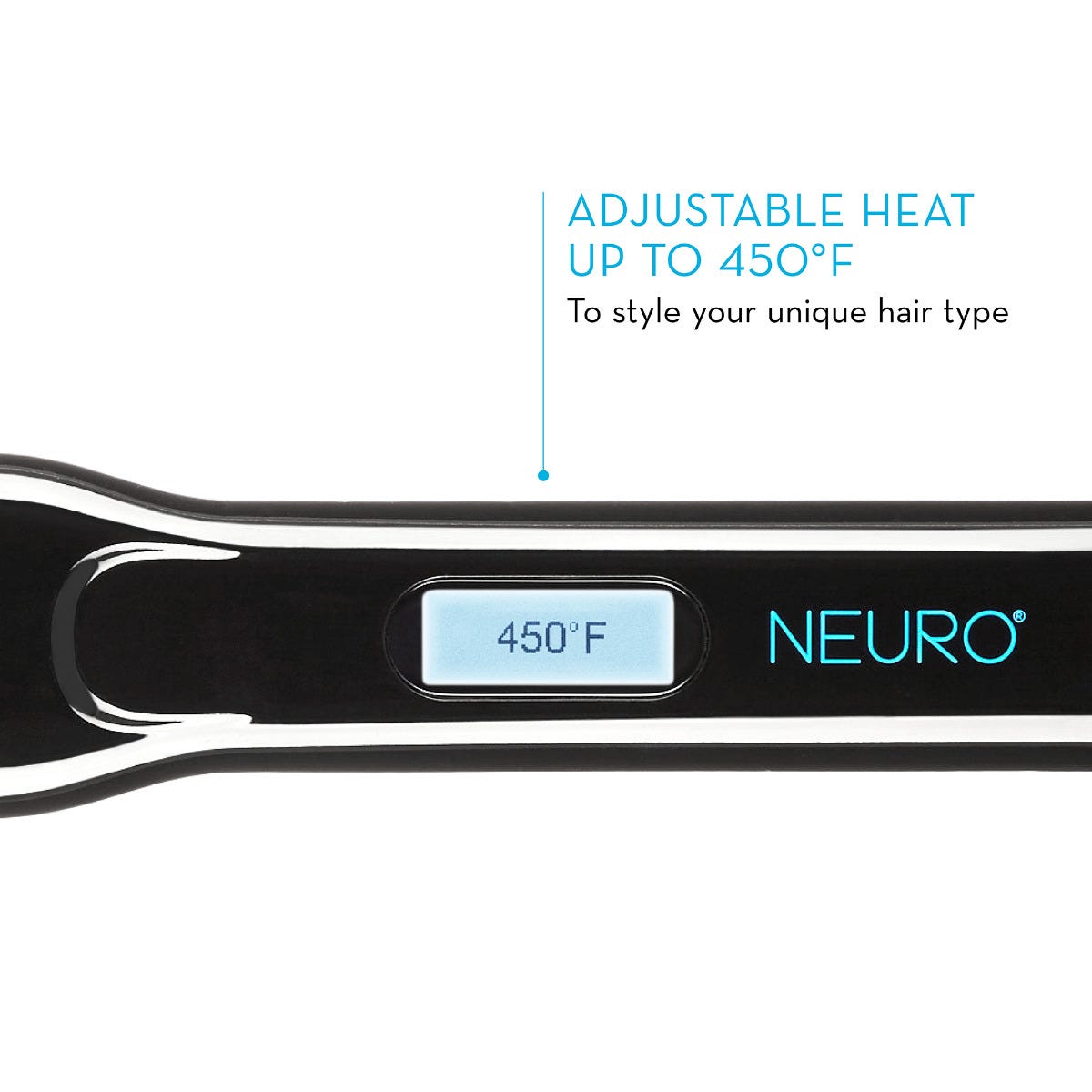 Adjustable Heat Up to 450 degrees Fahrenheit to style your unique hair type.