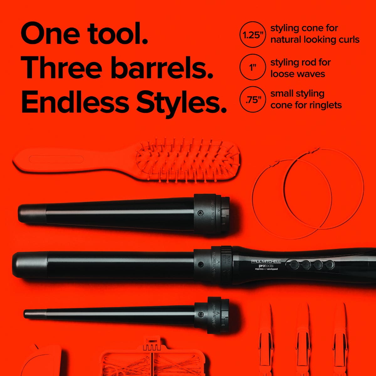 Express Ion Unclipped 3 in 1 Ceramic Curling Iron Pro Tools JPMS