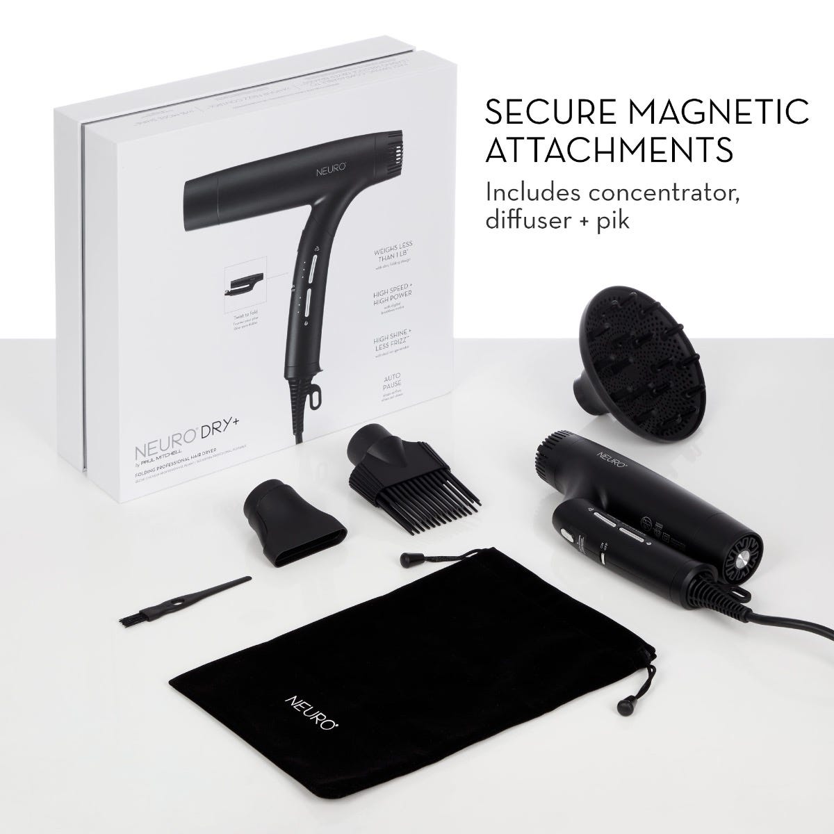 SECURE MAGNETIC ATTACHMENTS
Includes concentrator, diffuser + pik