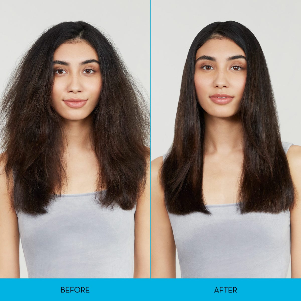 Before and after image of model