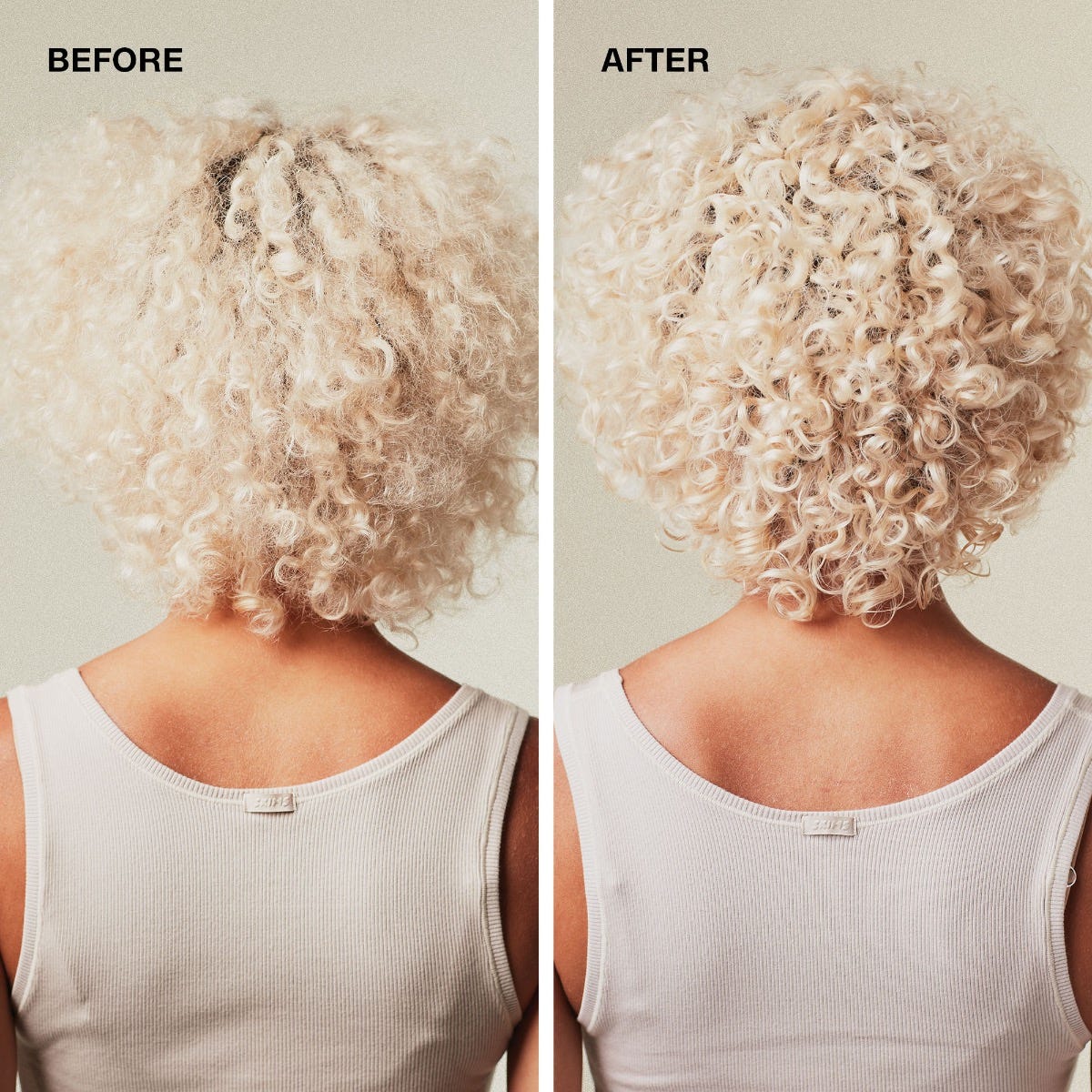 Before and after conditioning with Paul Mitchell Platinum Blonde Violet Conditioner to tone, add moisture and soften strands.
