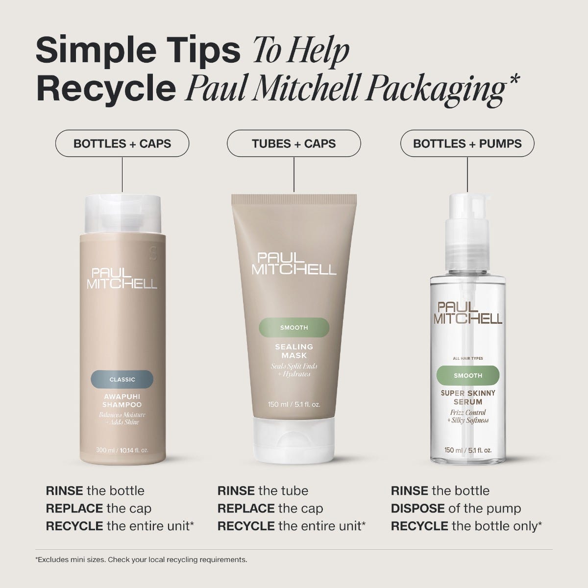 Rinse the bottle and replace the cap to recycle your Paul Mitchell Awapuhi Shampoo bottle.