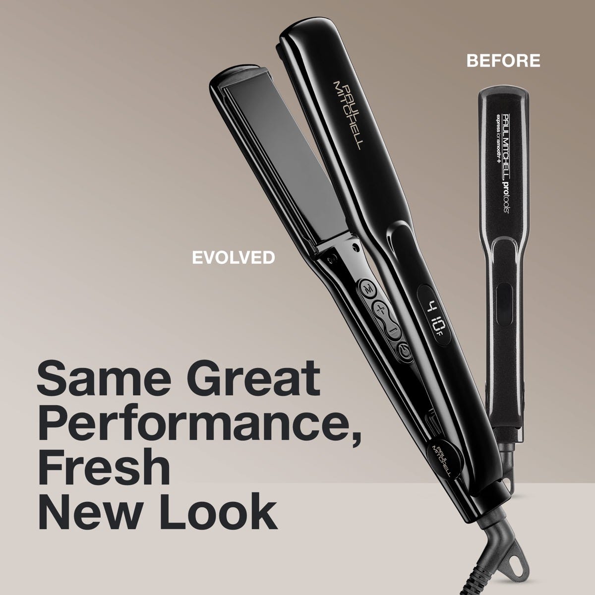 before/after infographic of Paul Mitchell Smooth+ tool