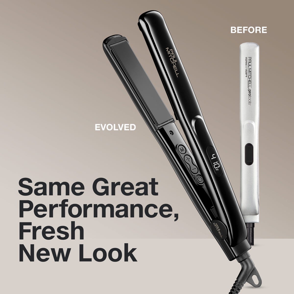 before/after infographic of Paul Mitchell Style+ tool