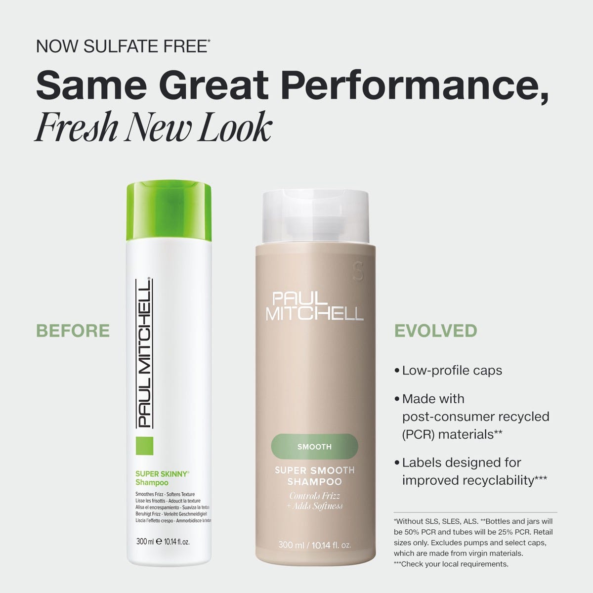 before/after infographic of Super Smooth Shampoo packaging