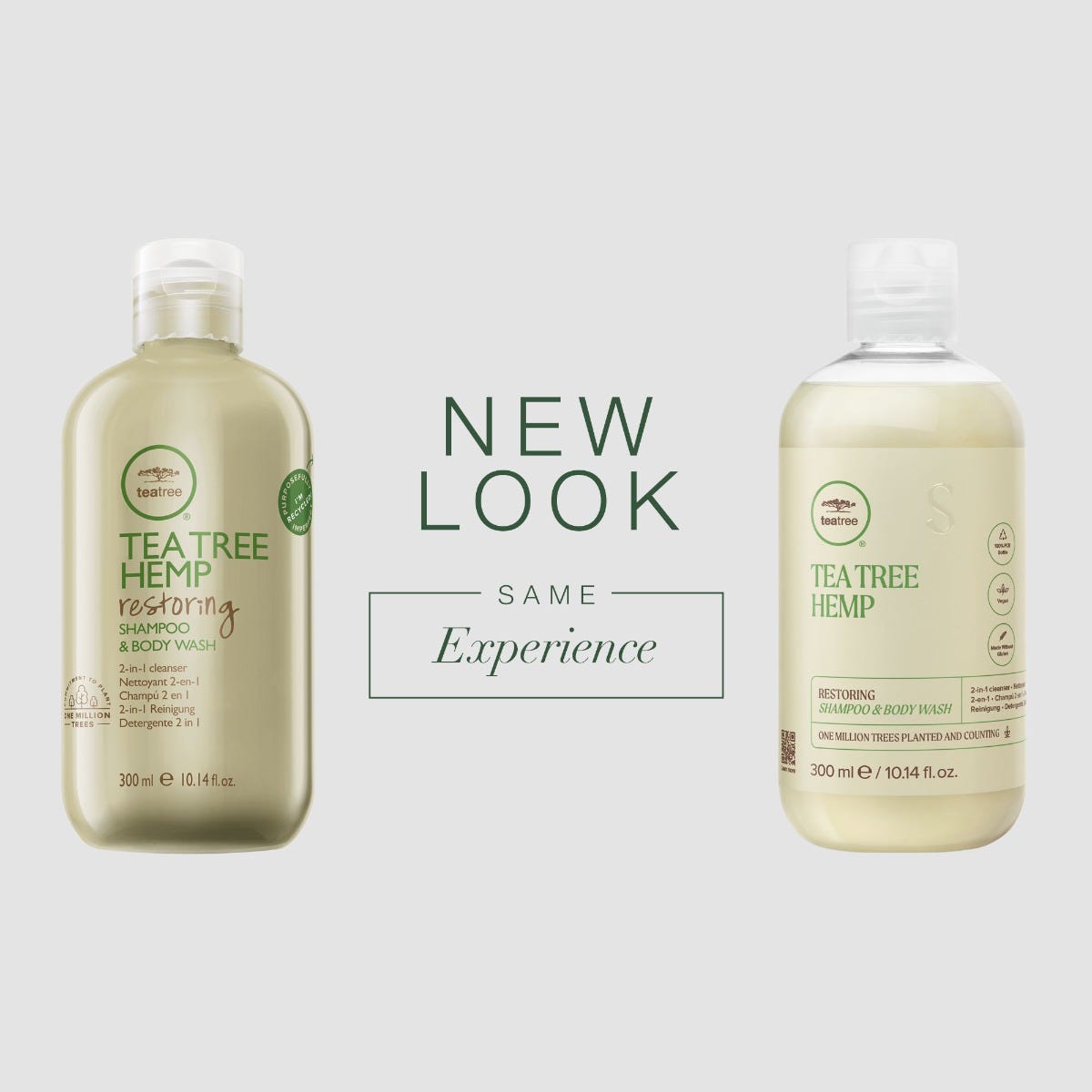 Hemp Restoring Shampoo and Body Wash, new look same experience