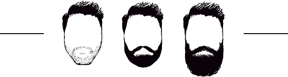 Silhouettes of different styles of facial hair