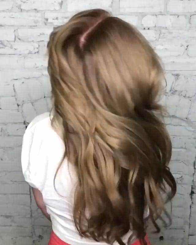 brunette model with long, shiny hair